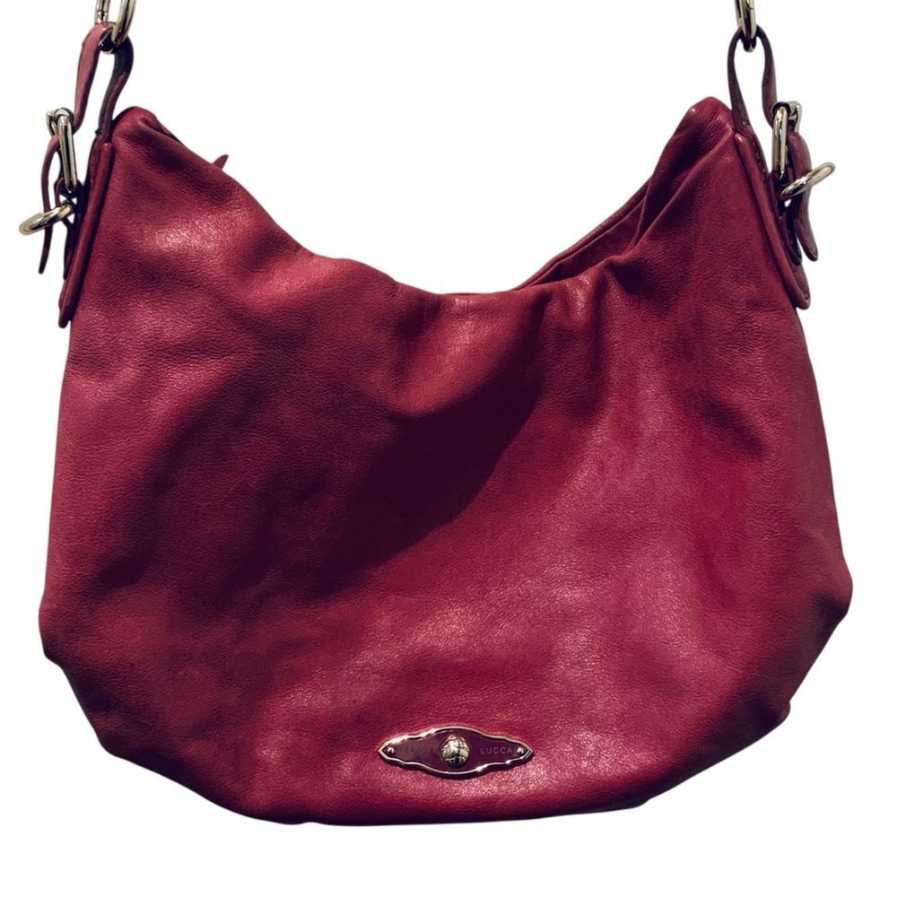 ELLIOTT LUCCA Magenta Leather Hobo Shoulder Bag Purse